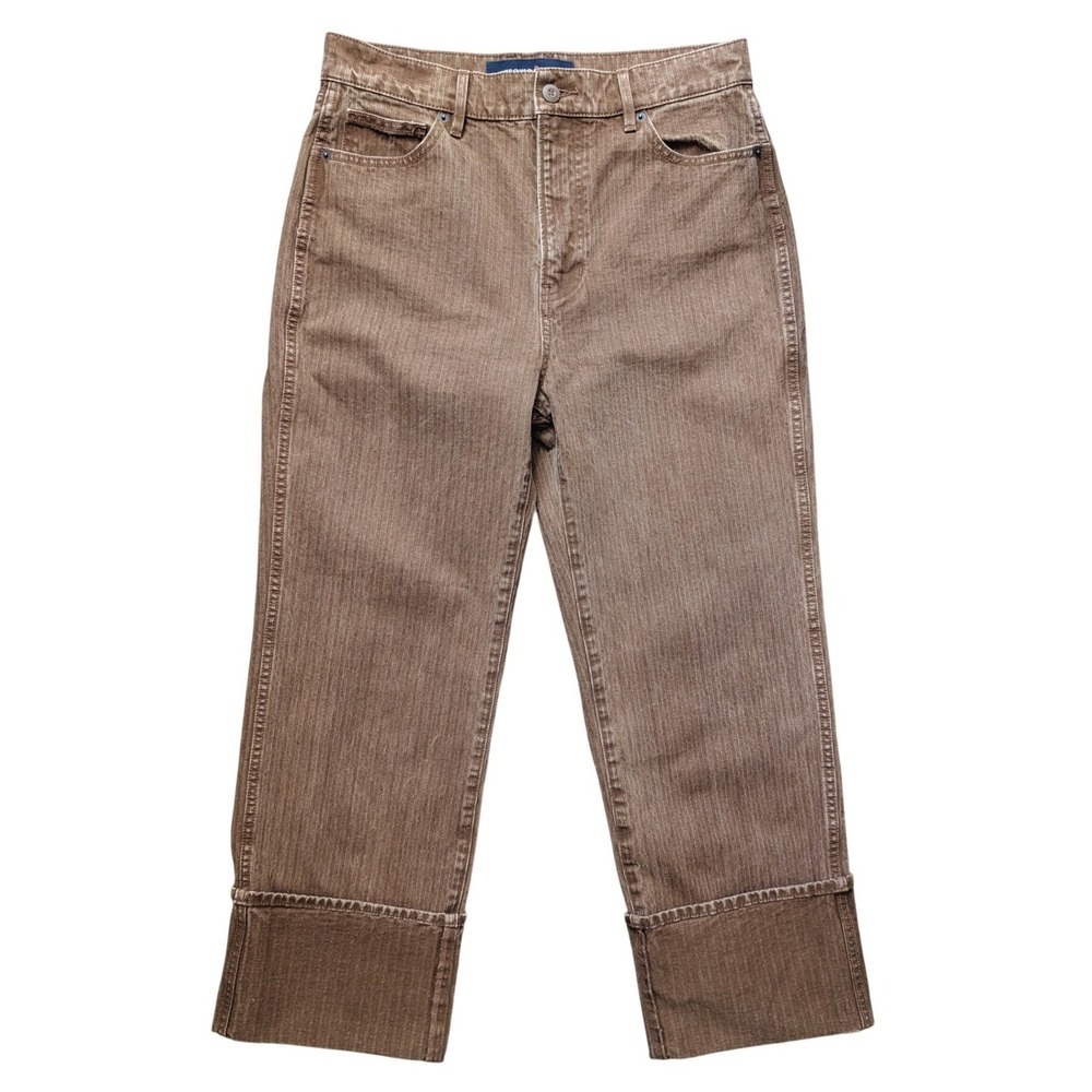 Veronica Beard Dylan Full Length Straight Leg Wide Cuffed Cotton Twill Jeans